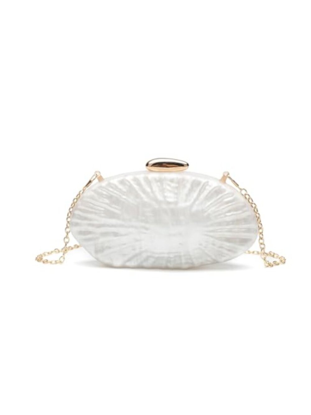Acrylic Evening Clutch Shell Shaped Marble Design Detachable Chain Wedding